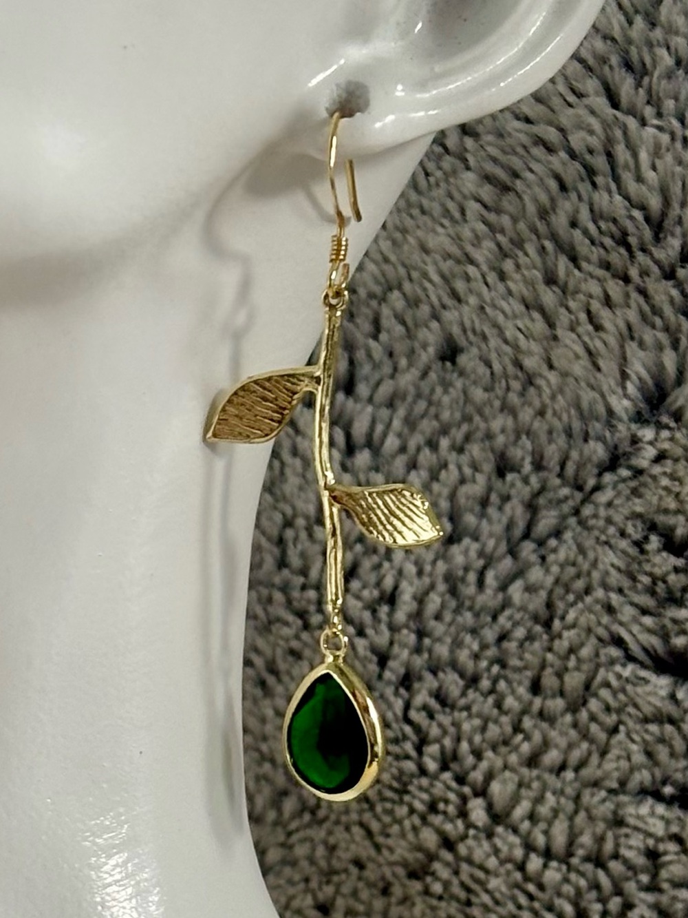 Emerald Crystal 14k Gold Filled Vine Earrings